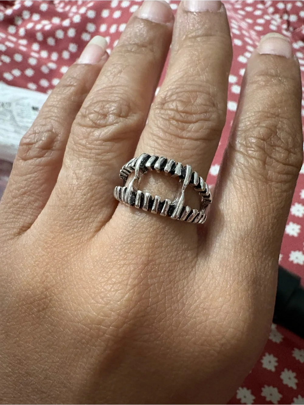 Silver Textured Open Band Ring - Women's Jewelry